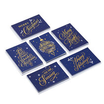 Assortment of gold and navy holiday cards