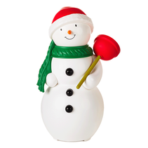 Snowman holding a plunger